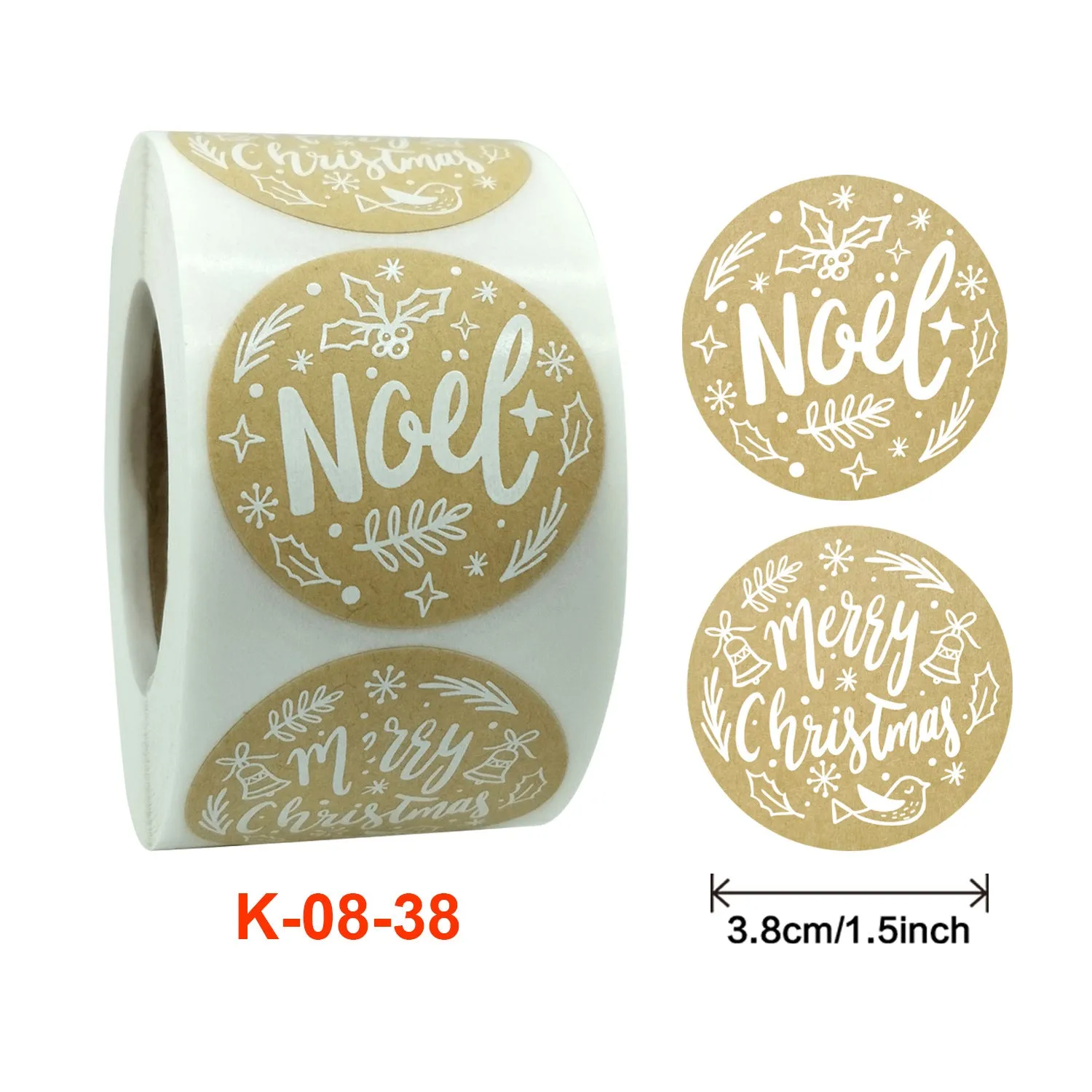 2 Rolls Christmas White Font Holiday Decoration Sticker Labels