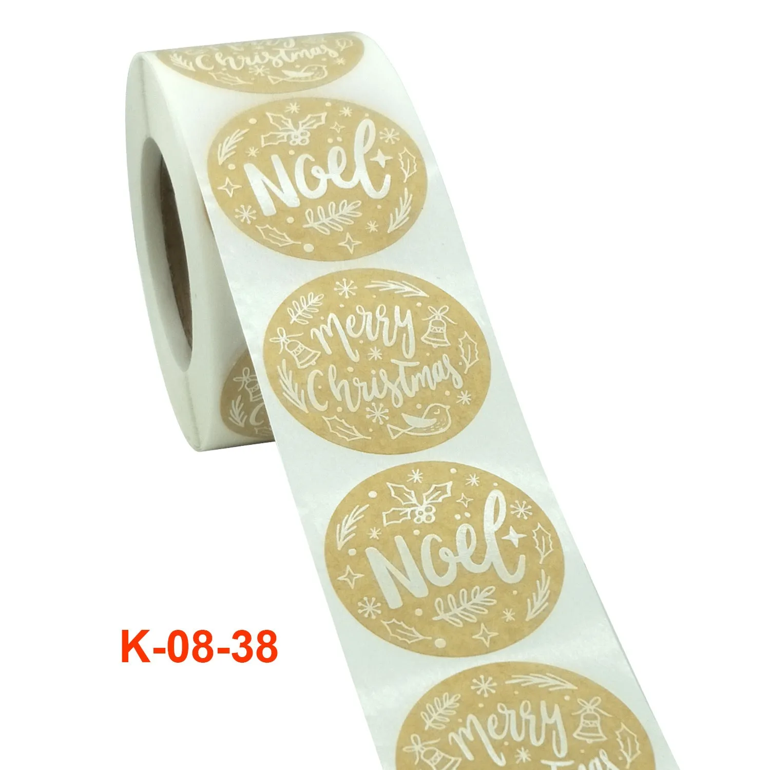 2 Rolls Christmas White Font Holiday Decoration Sticker Labels