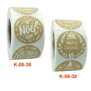 2 Rolls Christmas White Font Holiday Decoration Sticker Labels