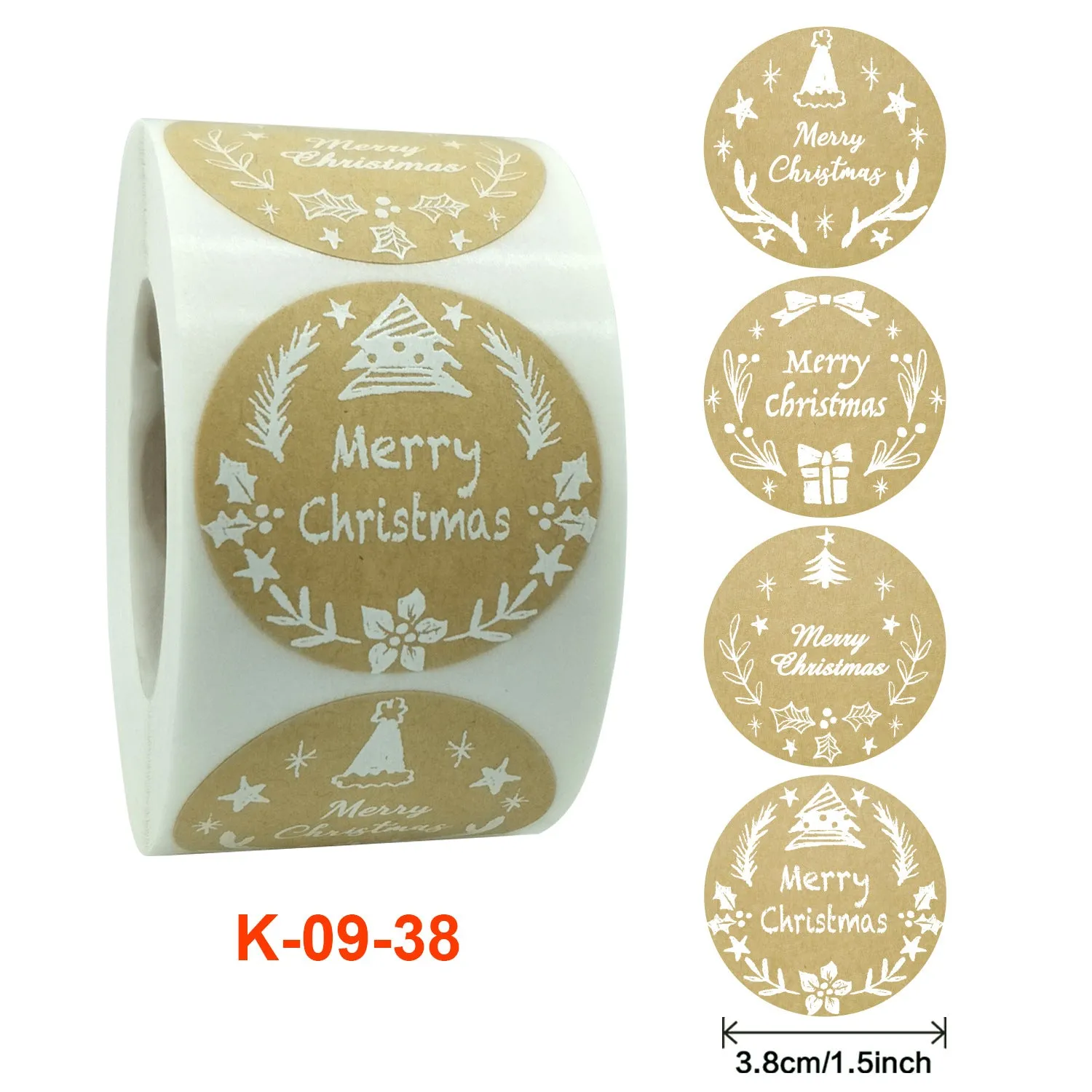 2 Rolls Christmas White Font Holiday Decoration Sticker Labels