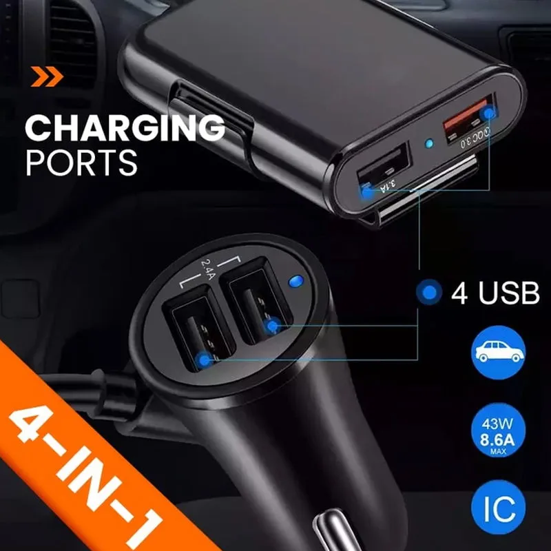 4 in 1 Car Rear Seat Charger