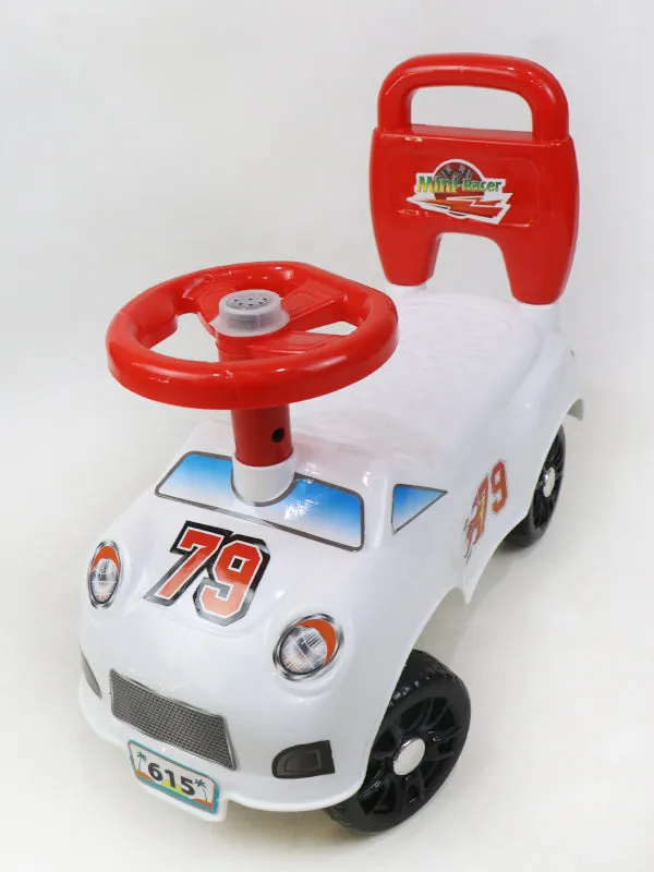 79 Racer 4 Wheel Ride On Push Car For Kids White