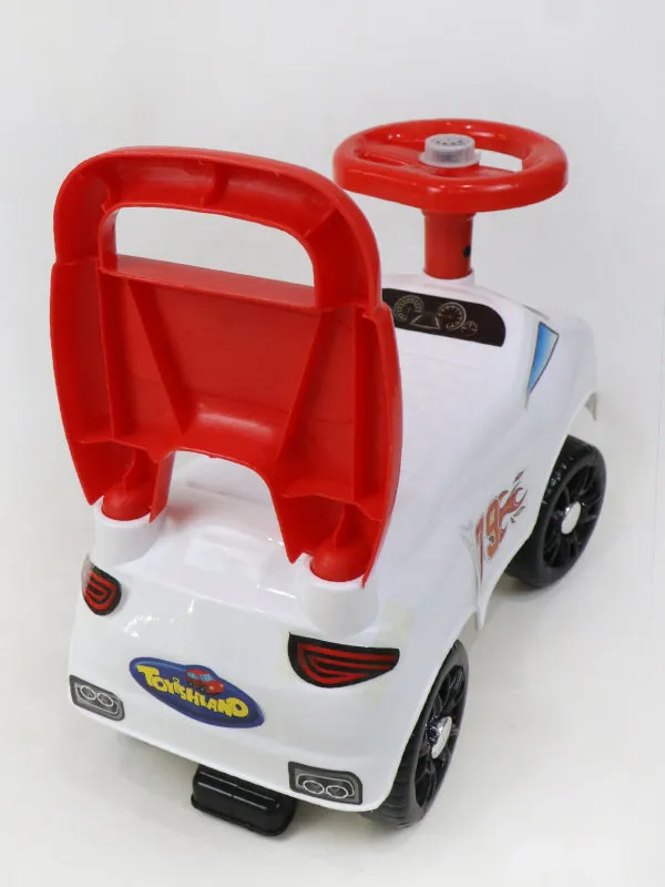 79 Racer 4 Wheel Ride On Push Car For Kids White