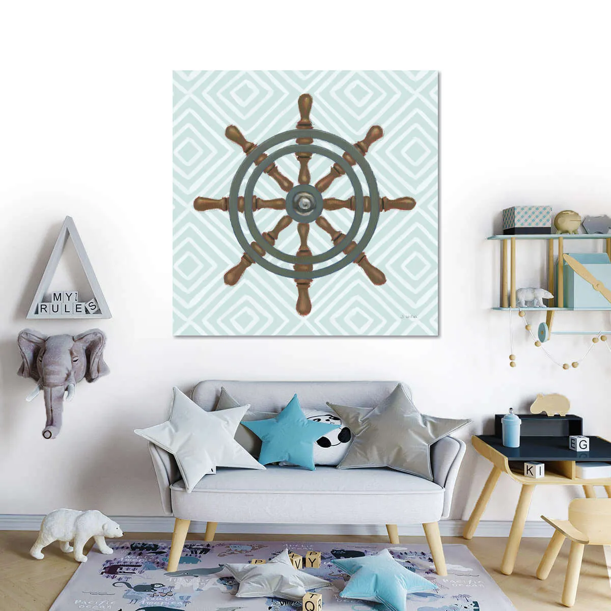 A Day At Sea Aqua Wall Art