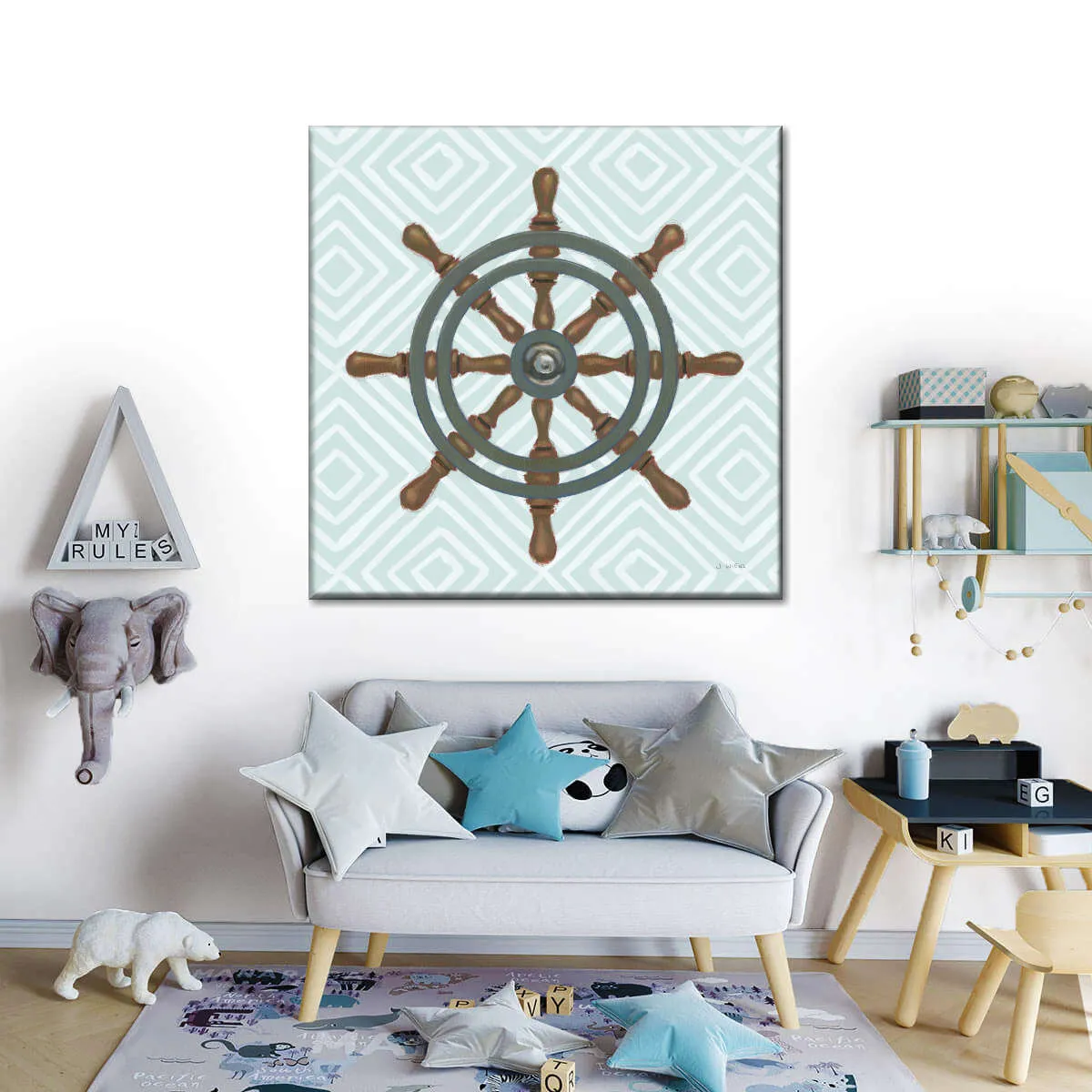 A Day At Sea Aqua Wall Art