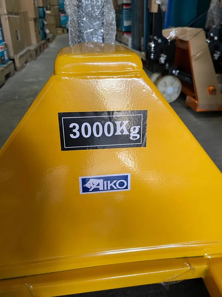 Aiko 3Ton Pallet Truck 685x1220x85mm Double Pu Yellow Hand | Model : PT-CBY3P-685-2