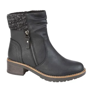 Ashlee Black Faux Leather Ladies Boots