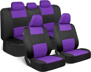 BDK PolyPro Purple Car Seat Covers for Women Full Set – Front and Rear Split Bench Car Seat Cover, Easy Install with Two-Tone Accent, Interior Covers for Auto Truck Van SUV