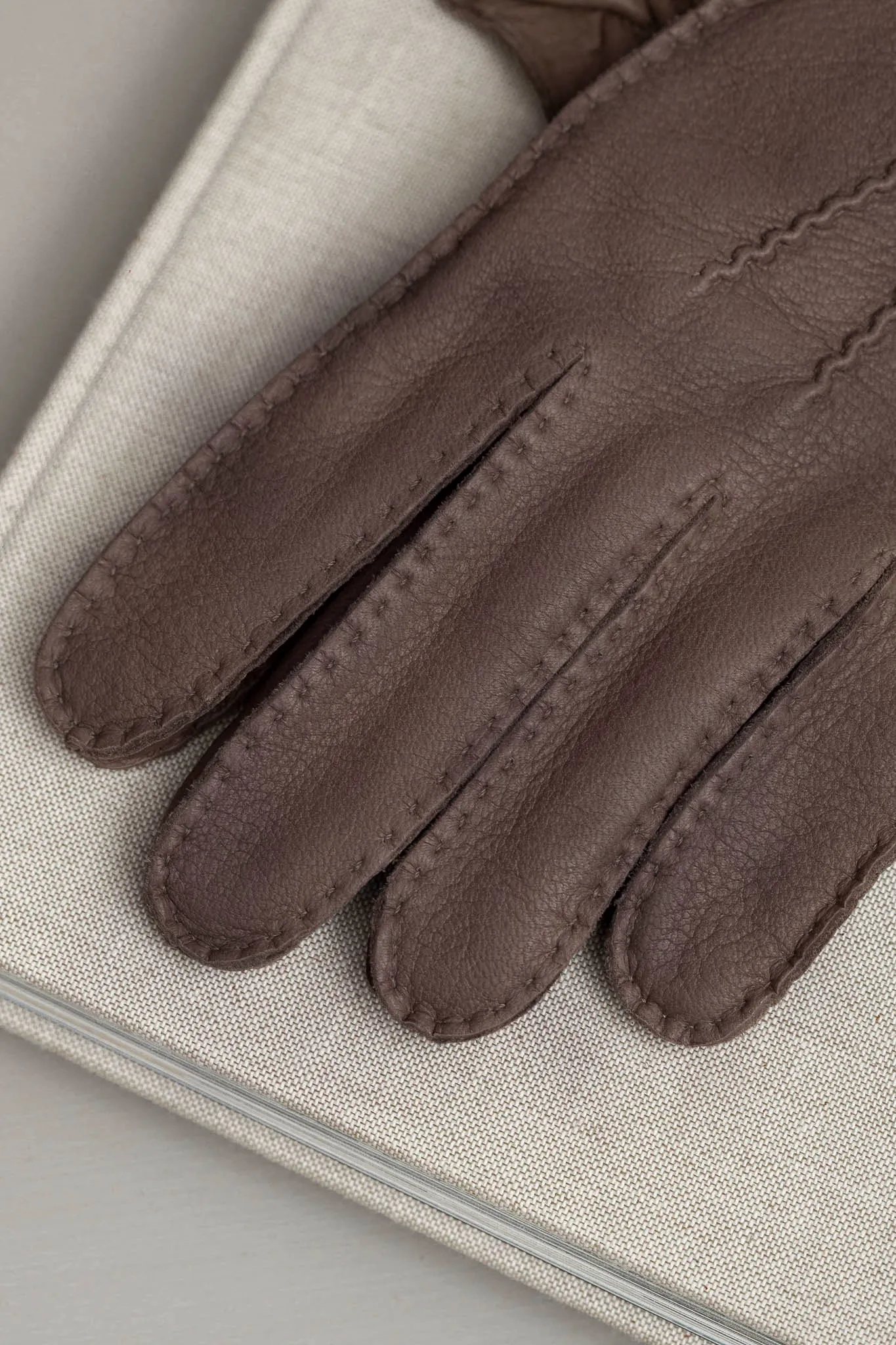 Brown Cashmere Lined Deerskin Leather Gloves - Made in Italy