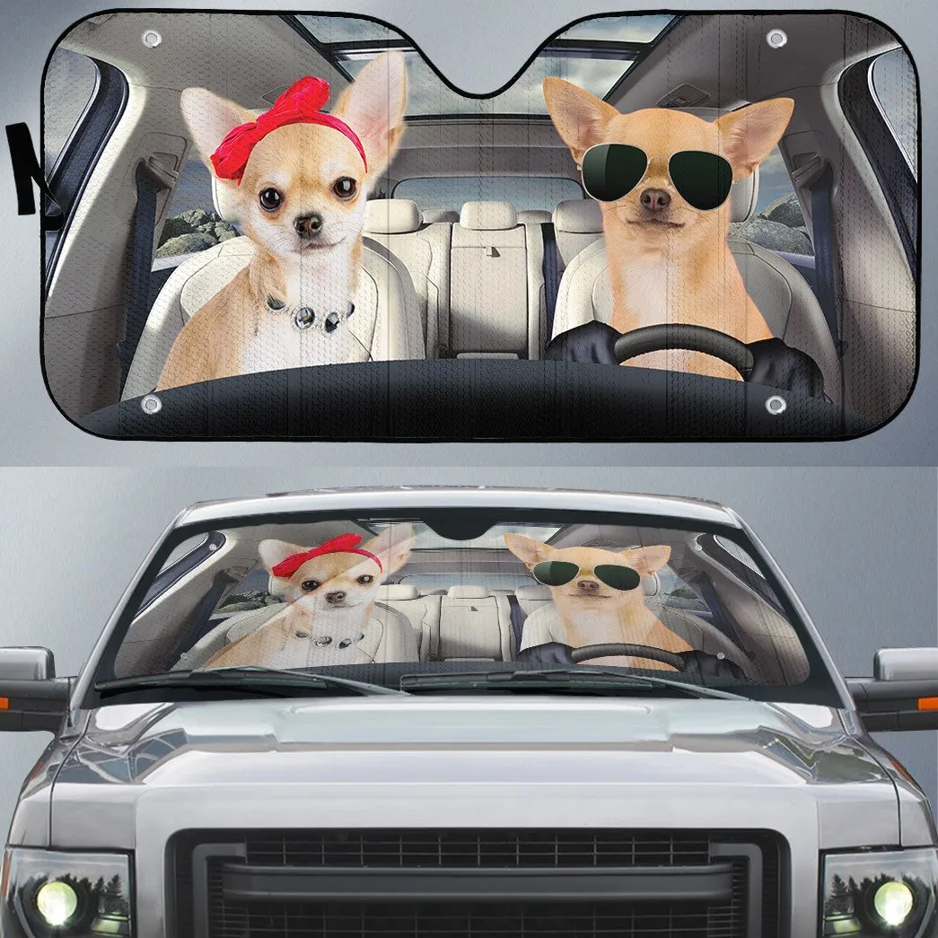 Chihuahua Couple Dog Car Auto Sunshade