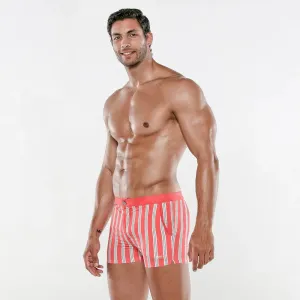 Code 22 Retro Stripe 2.5" swim boxer trunk 23034 coral