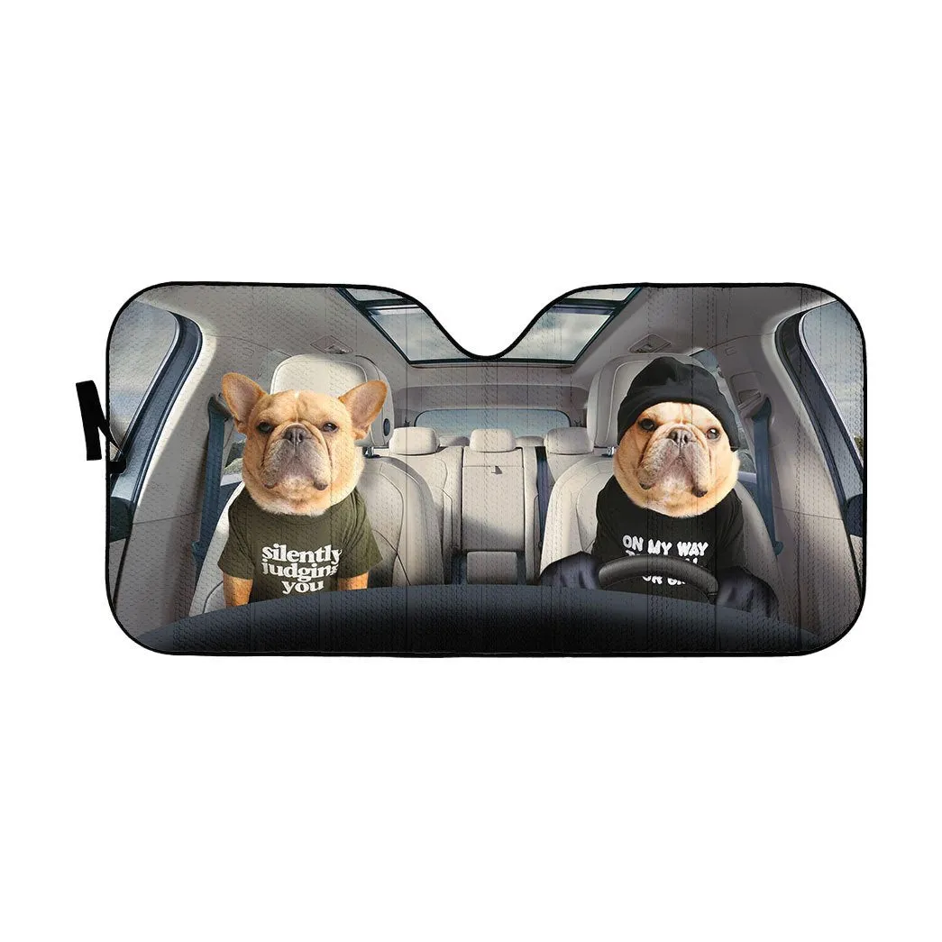 Couple Bulldogs Custom Car Auto Sunshade