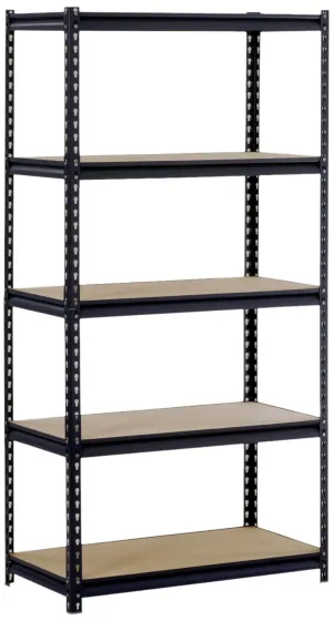 EDSAL Sandusky UR185P-BLK Black Steel Heavy Duty 5-Shelf Shelving Unit, 4000lbs Capacity, 36" Width x 72" Height x 18" Depth (Does not include post couplers) (4 Pack)