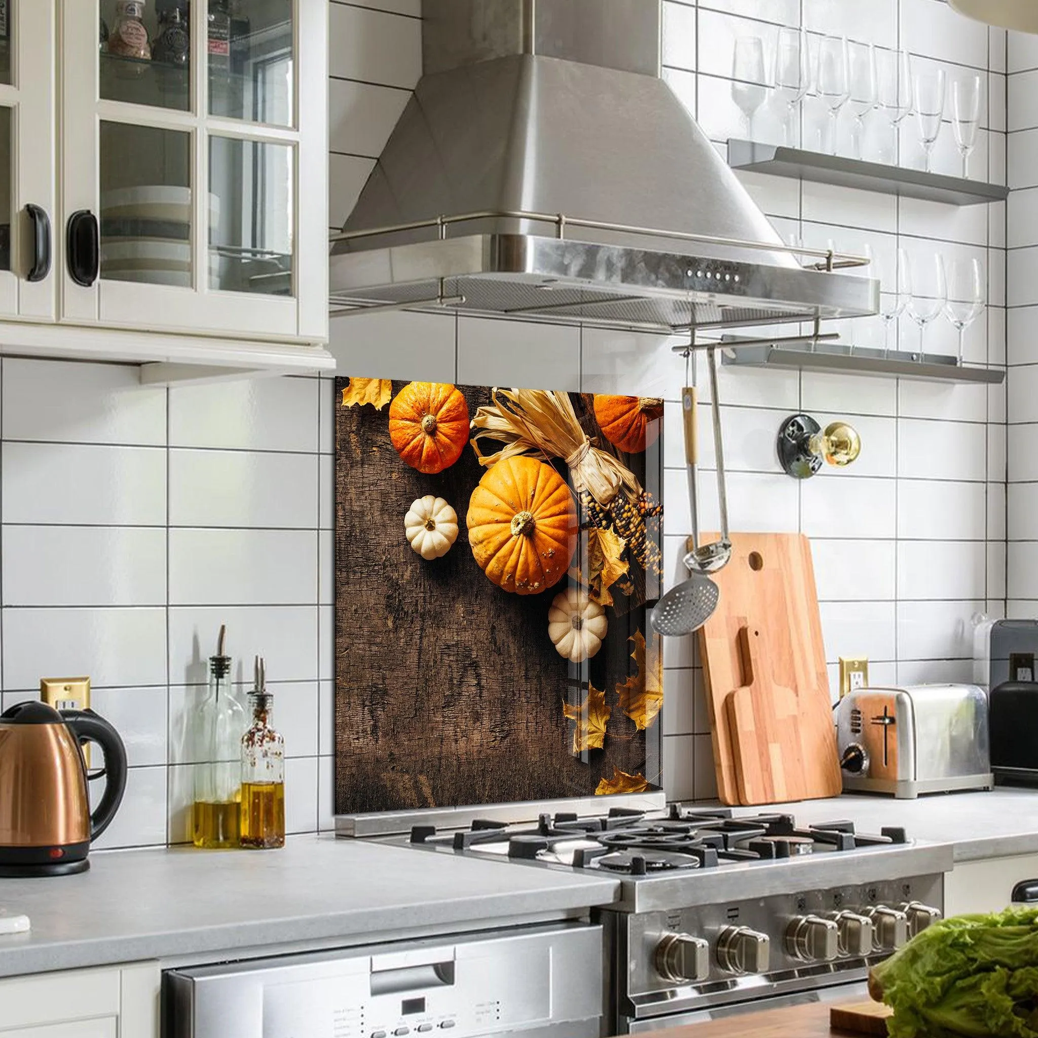 Fall and Pumpkins | Glass Printed Backsplash for your Kitchen