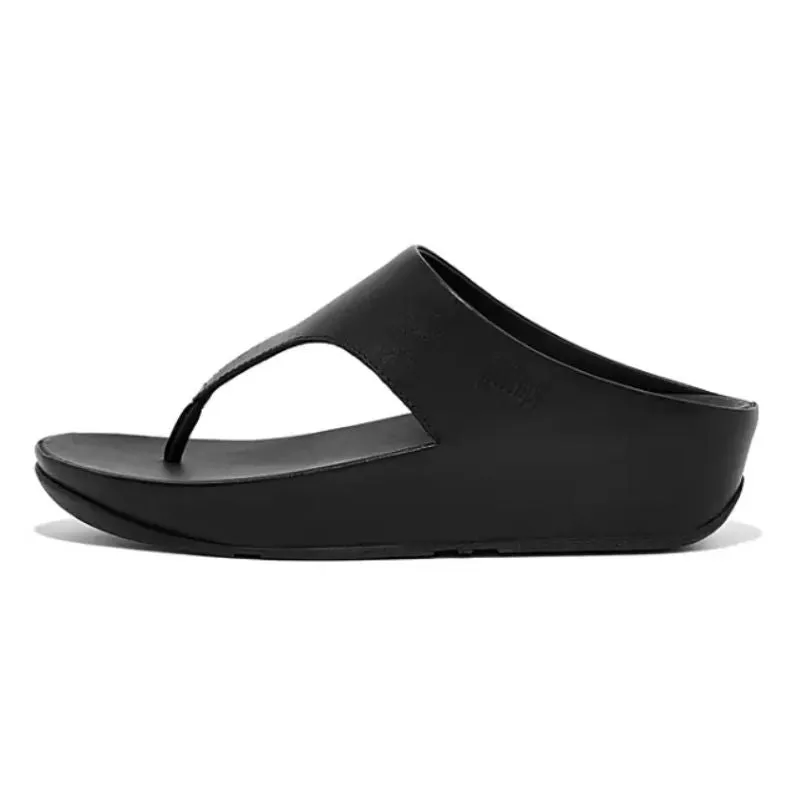 Fitflop Shuv Toe-Post Black Leather Women's Sandals