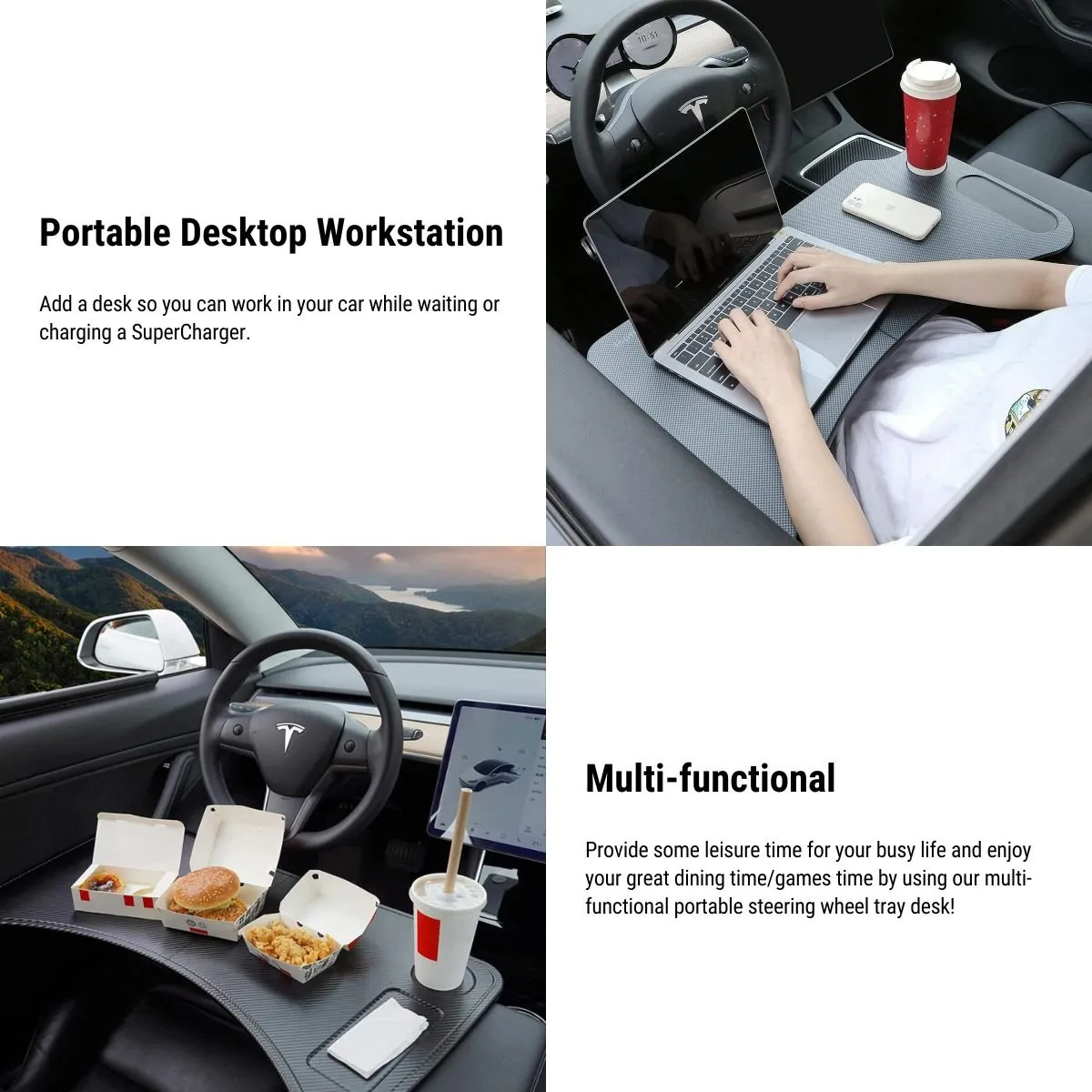 Foldable Laptop Working Desk for Tesla Model 3 2017-2023.10 & Y 2020-2024