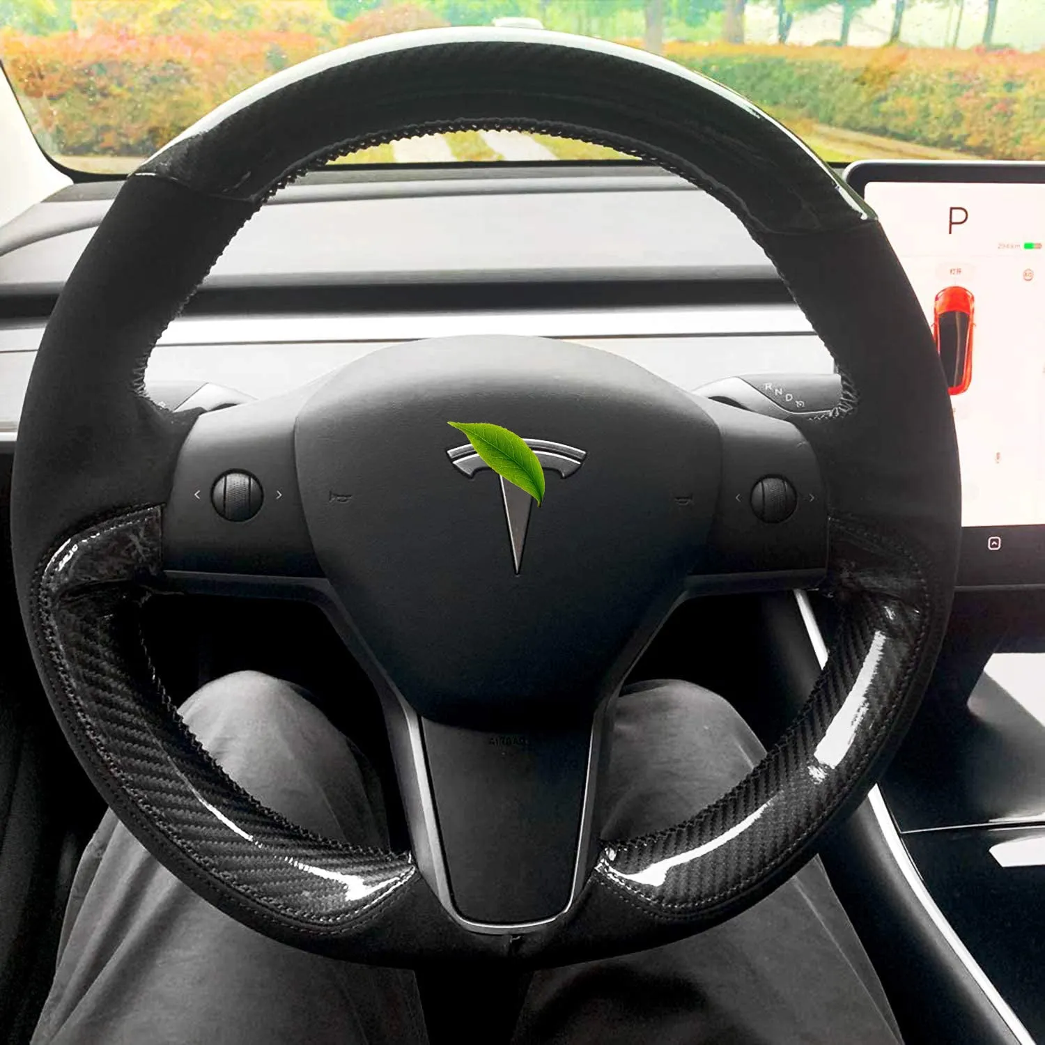 Genuine Leather Steering Wheel Cover for Tesla Model 3 / Y