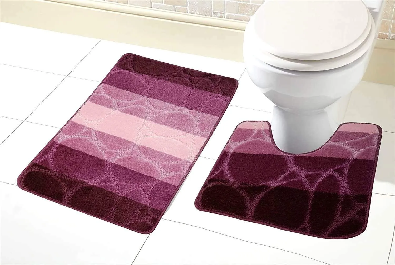 Kaya Ultra Soft Non Slip Bath Mat and Pedestal Set Absorbent Stylish Bathroom Decor in Various Colours by OLIVIA ROCCO