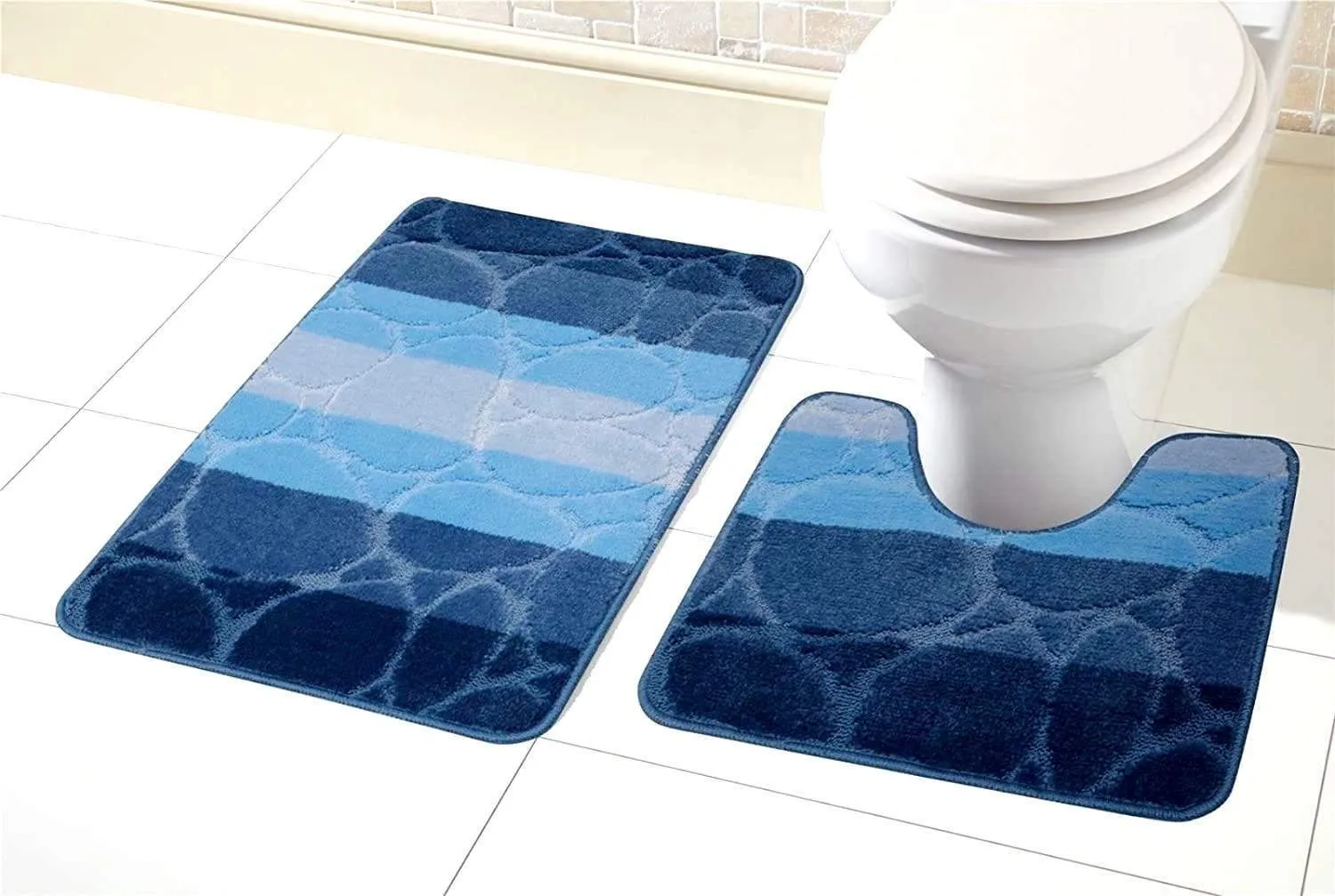 Kaya Ultra Soft Non Slip Bath Mat and Pedestal Set Absorbent Stylish Bathroom Decor in Various Colours by OLIVIA ROCCO