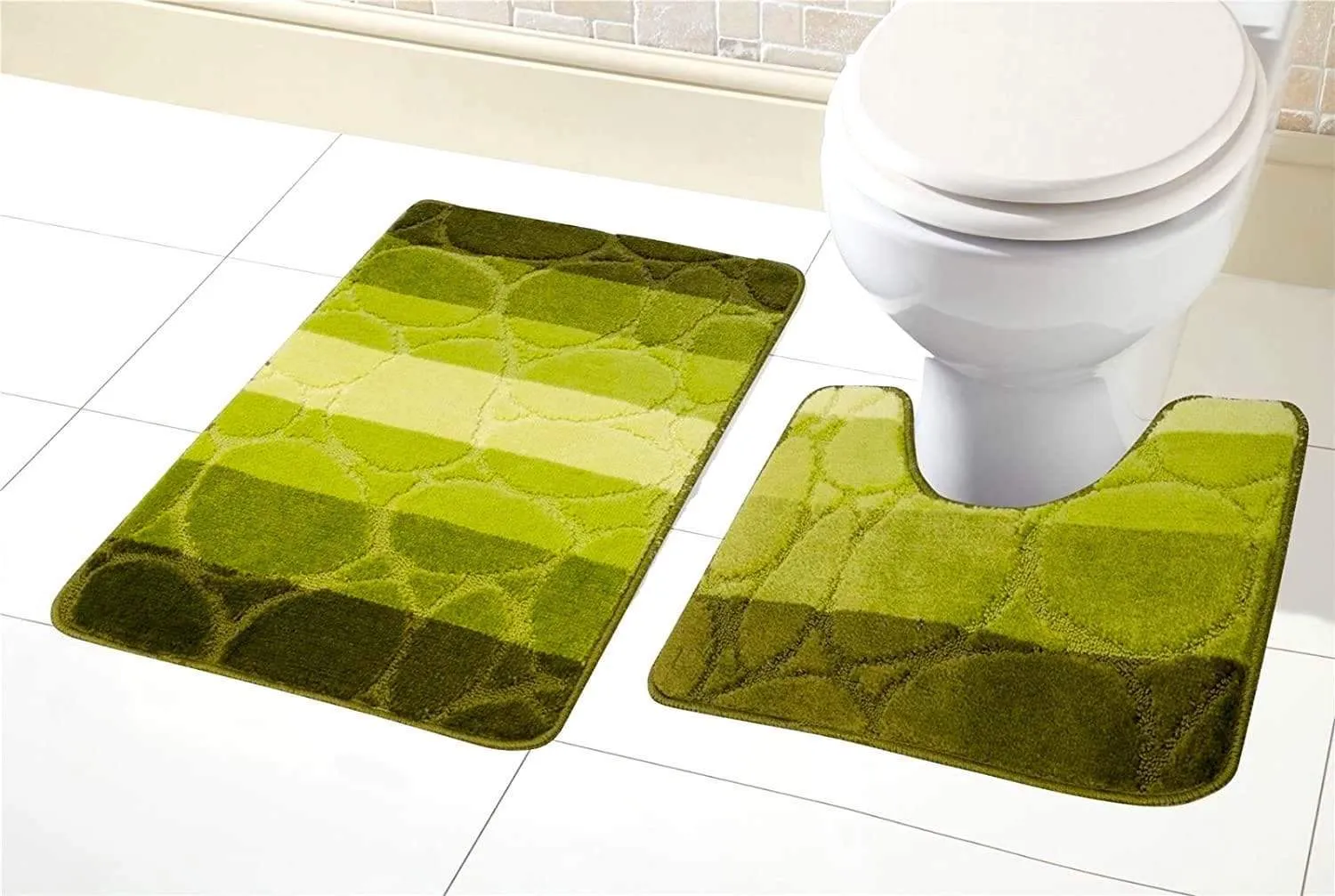 Kaya Ultra Soft Non Slip Bath Mat and Pedestal Set Absorbent Stylish Bathroom Decor in Various Colours by OLIVIA ROCCO