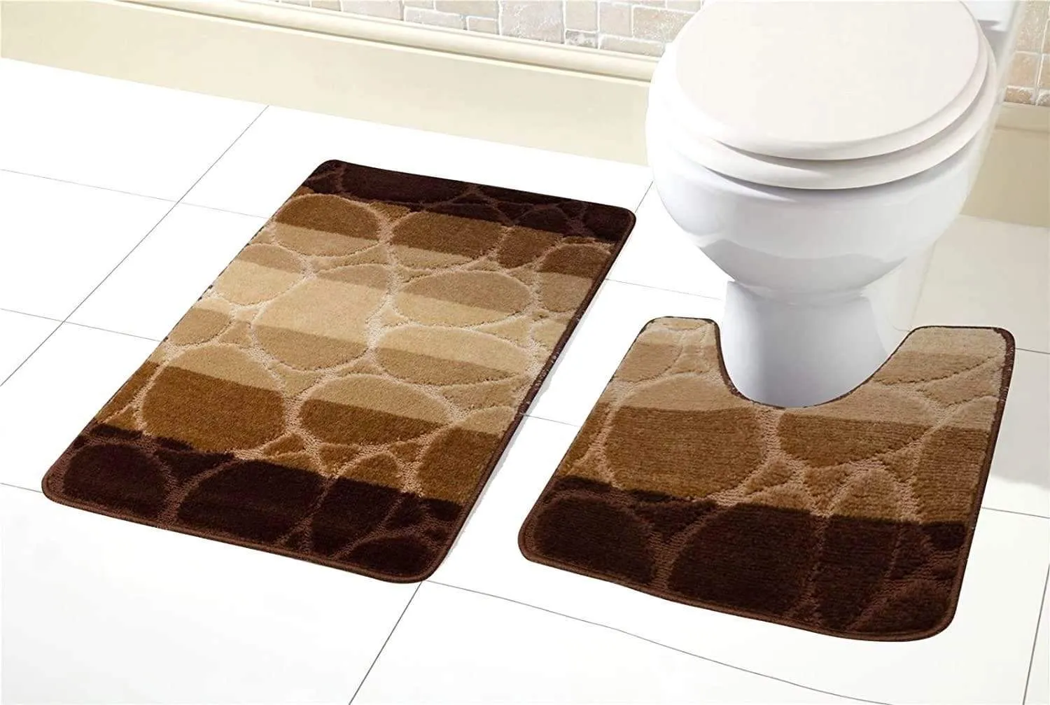 Kaya Ultra Soft Non Slip Bath Mat and Pedestal Set Absorbent Stylish Bathroom Decor in Various Colours by OLIVIA ROCCO