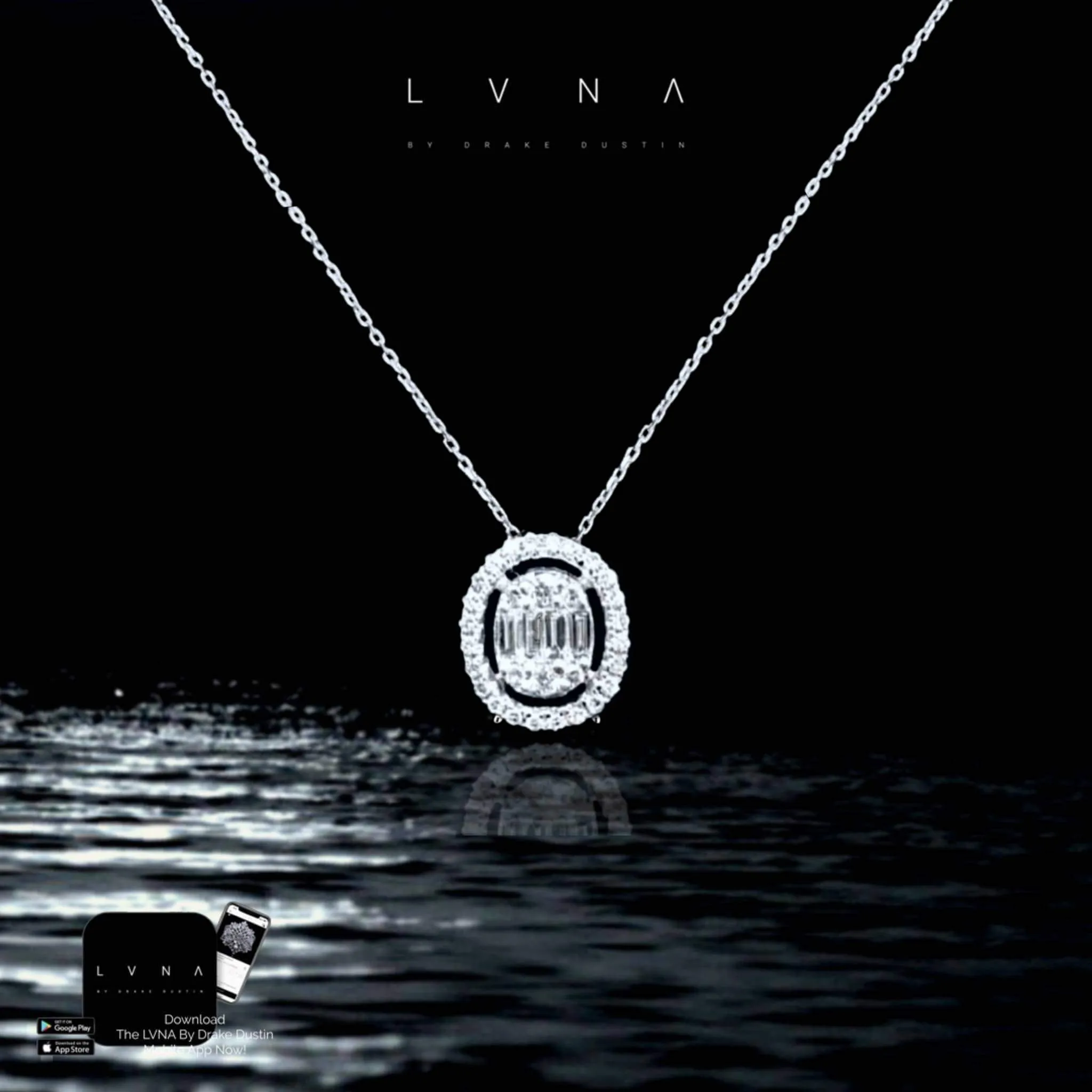 #LoveLVNA | Classic Oval Halo Diamond Necklace 18” 18kt