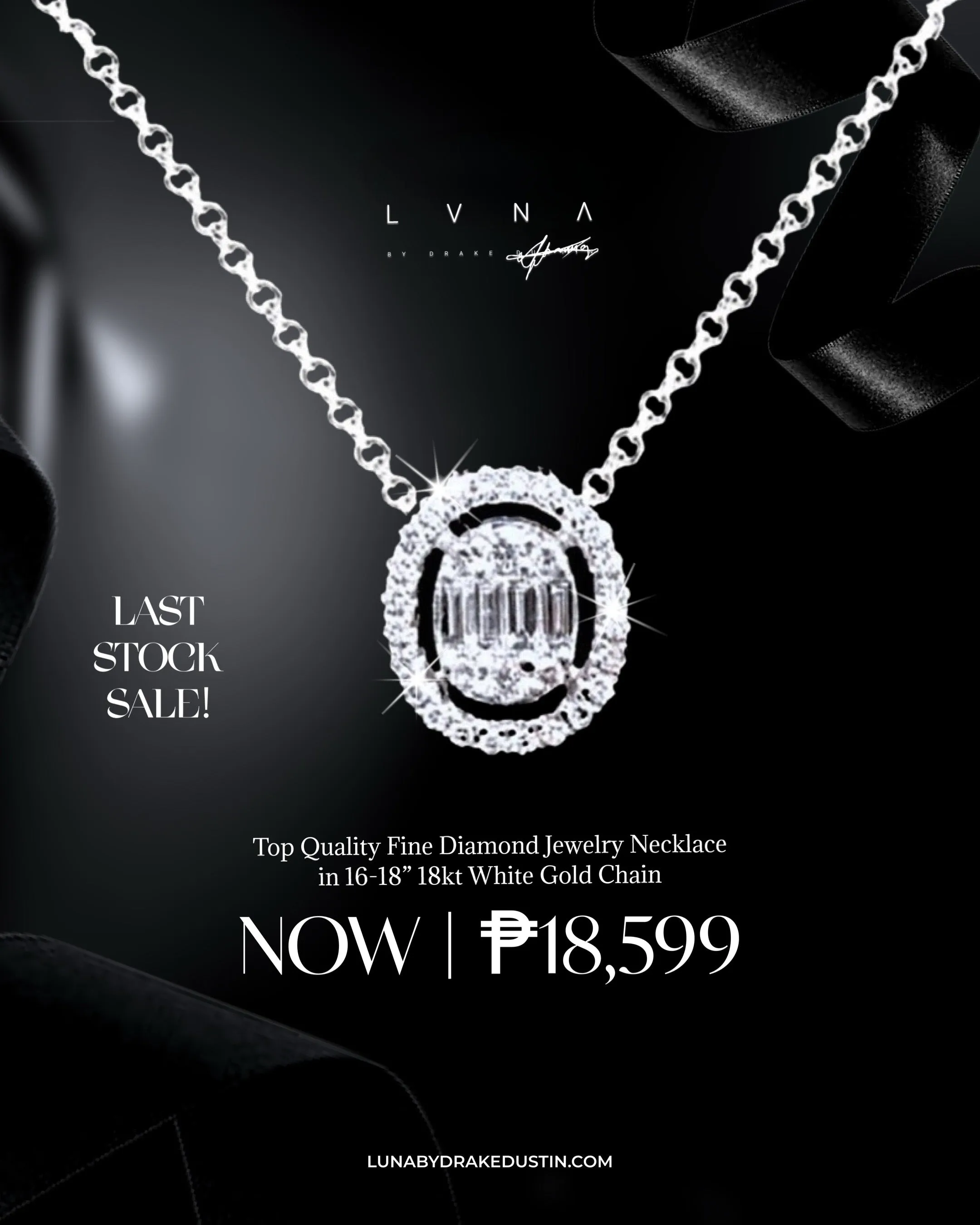 #LoveLVNA | Classic Oval Halo Diamond Necklace 18” 18kt