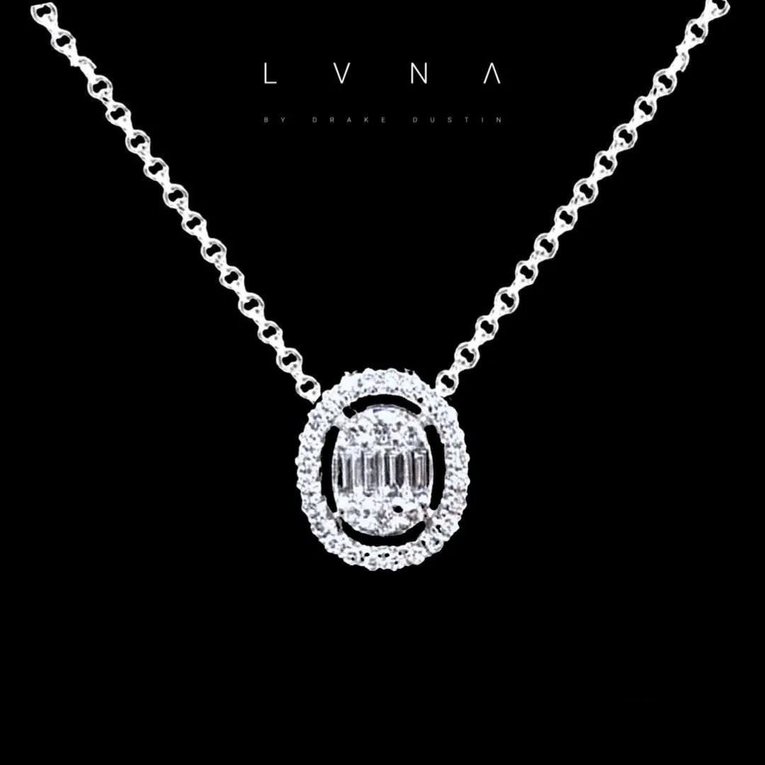 #LoveLVNA | Classic Oval Halo Diamond Necklace 18” 18kt