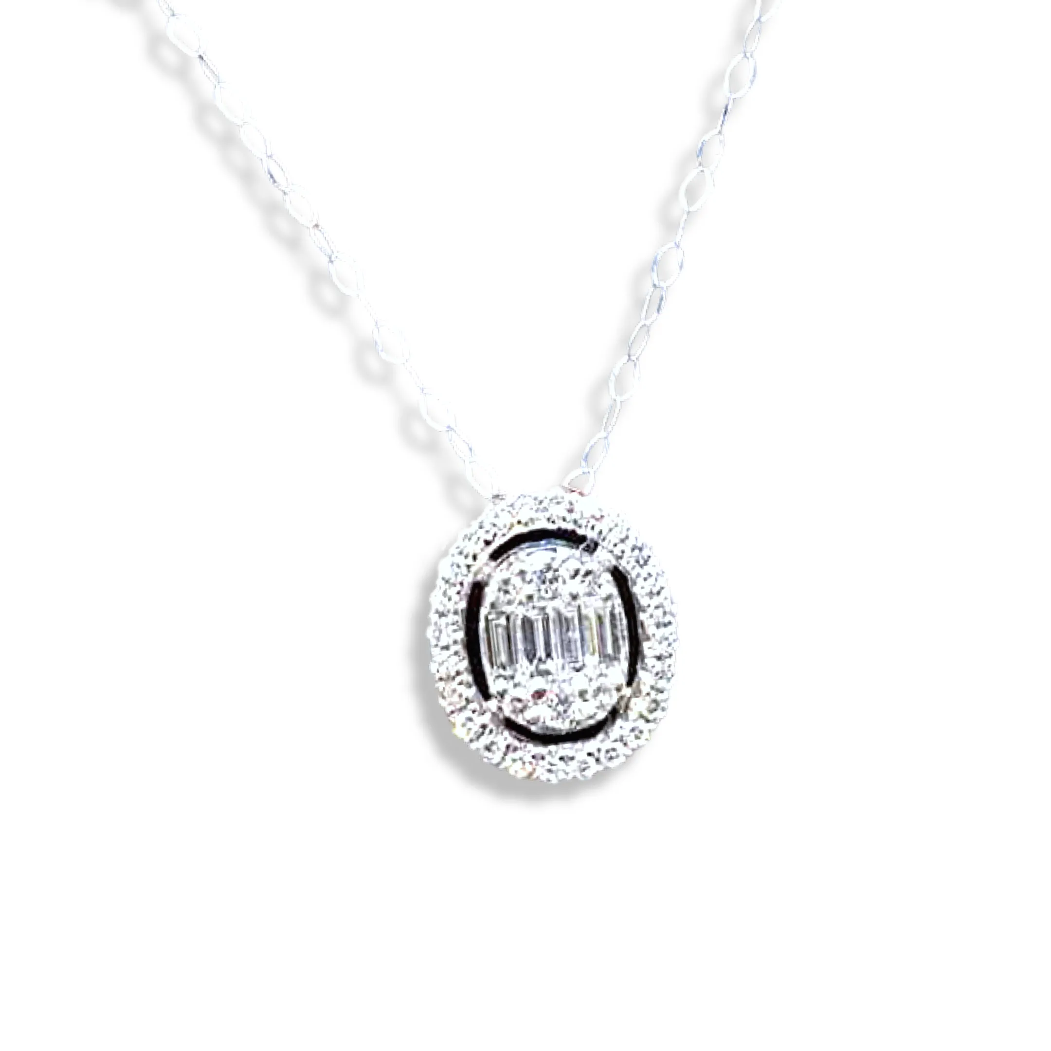 #LoveLVNA | Classic Oval Halo Diamond Necklace 18” 18kt