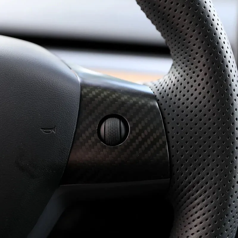 Model 3 / Y Steering Wheel Middle Trim Cover - Carbon Fiber Interior Mods