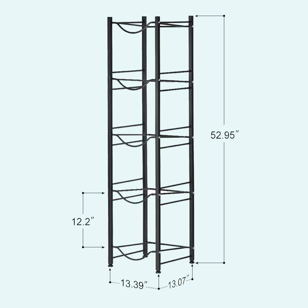 Nandae Water Cooler Jug Rack, 5-Tier Heavy Duty Water Bottle Holder Storage Rack for 5 Gallon Water Dispenser, Save Space (Black)