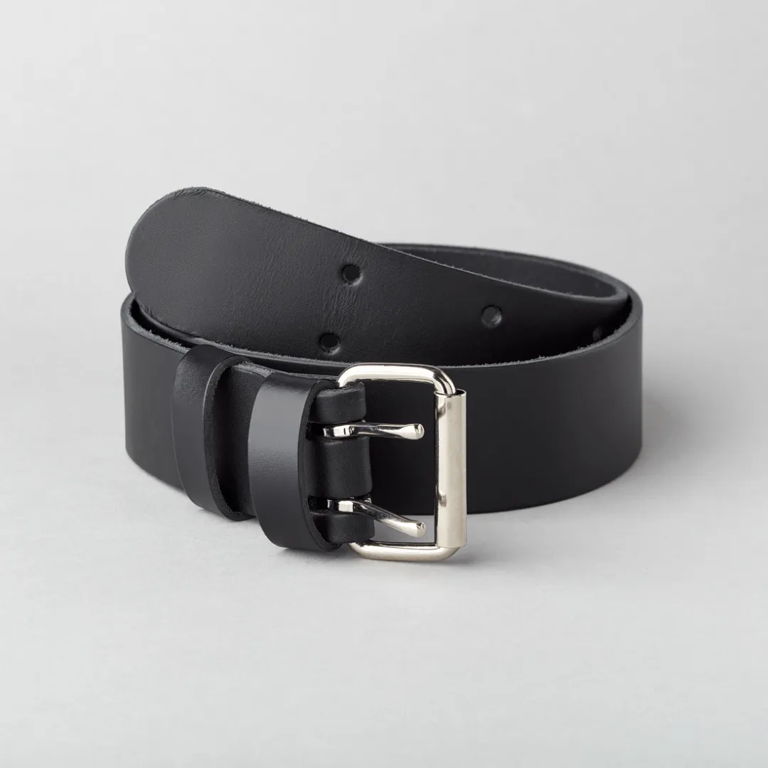 Peter Jones 50mm Leather Belt Double Pronged Buckle