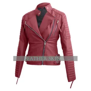 Pink Women Faux Leather Jacket