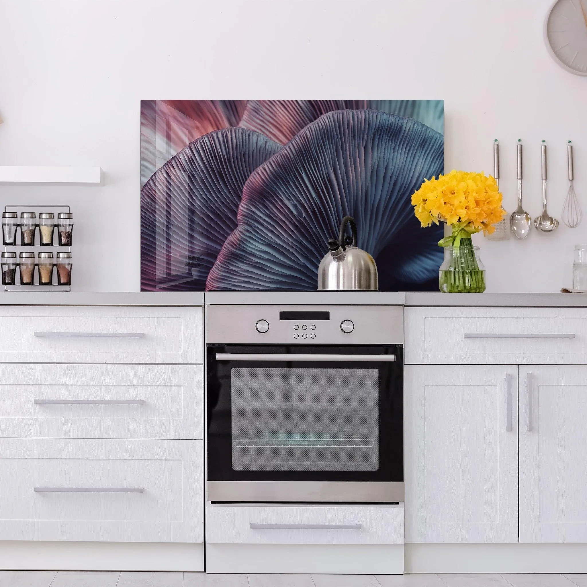 Purple Mushroom | Glass Printed Backsplash for your Kitchen