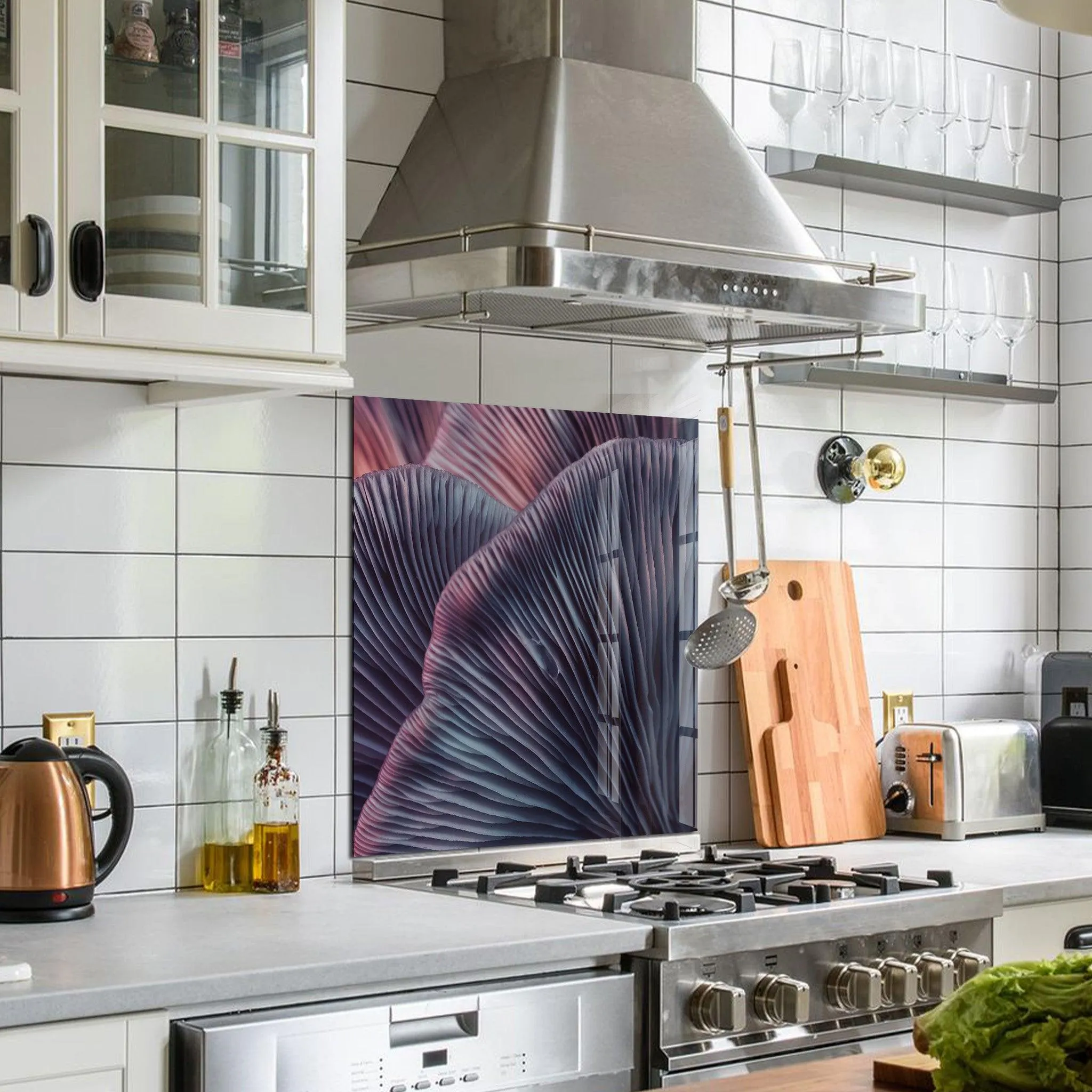 Purple Mushroom | Glass Printed Backsplash for your Kitchen