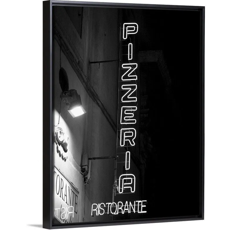 "'Pizzeria' Florence, Italy" Black Float Frame Canvas Art