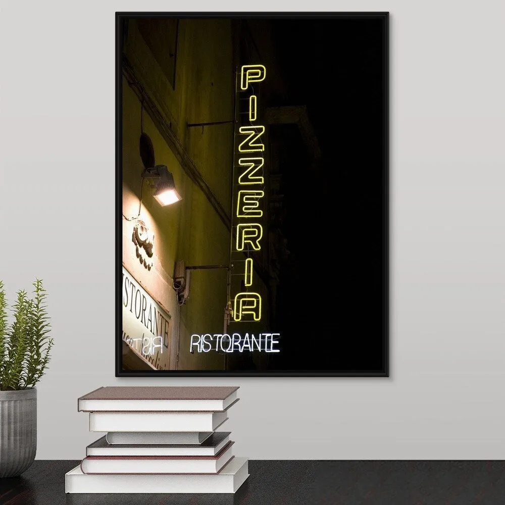 "'Pizzeria' Florence, Italy" Black Float Frame Canvas Art