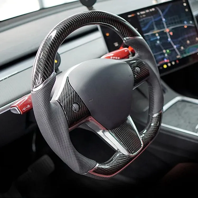 Sport Grip Carbon Fiber Steering Wheel for Tesla Model 3 / Y 【Style 40】