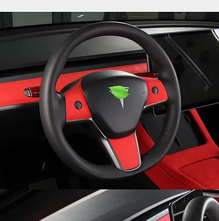 Suede modified steering wheel patch for Tesla Model 3/Y (2017-2024)