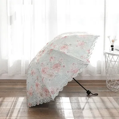 Sunshade Lace Lace Umbrella Double-layer Sunscreen Sunny Umbrella Double 8 Skeleton Three-fold Female Princess Cute UV Umbrella