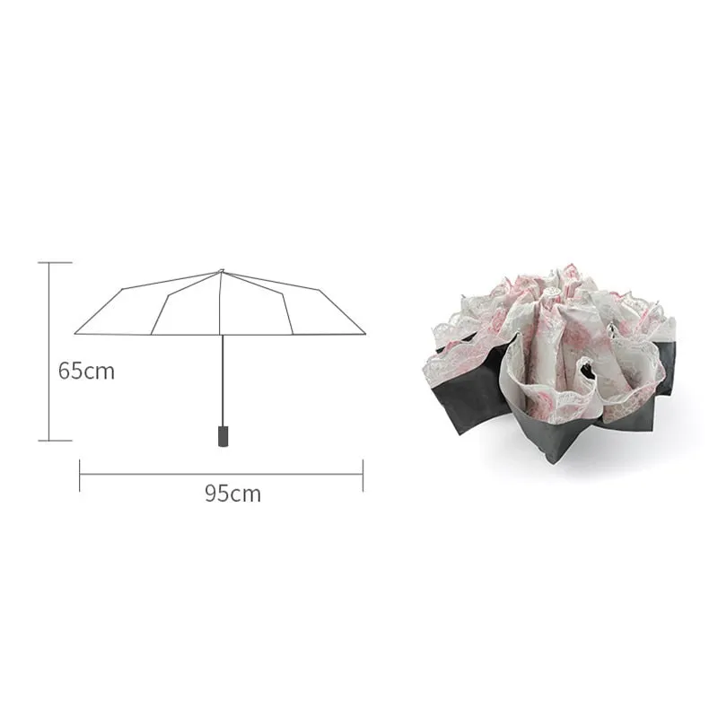 Sunshade Lace Lace Umbrella Double-layer Sunscreen Sunny Umbrella Double 8 Skeleton Three-fold Female Princess Cute UV Umbrella