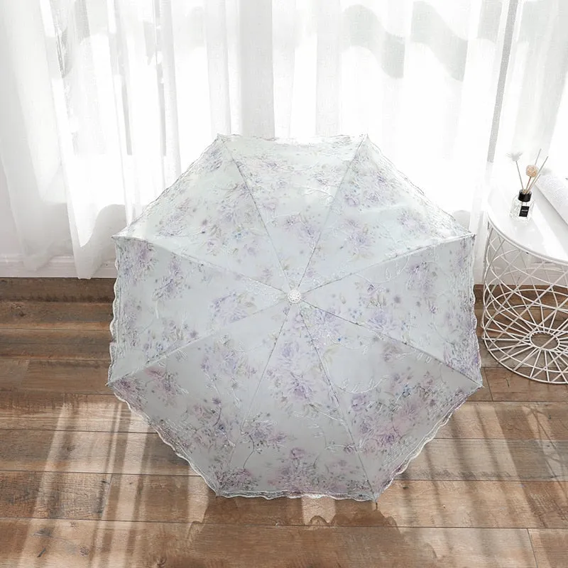 Sunshade Lace Lace Umbrella Double-layer Sunscreen Sunny Umbrella Double 8 Skeleton Three-fold Female Princess Cute UV Umbrella