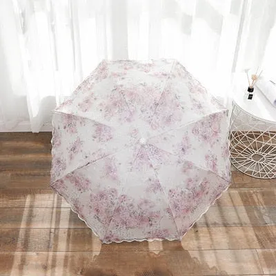 Sunshade Lace Lace Umbrella Double-layer Sunscreen Sunny Umbrella Double 8 Skeleton Three-fold Female Princess Cute UV Umbrella