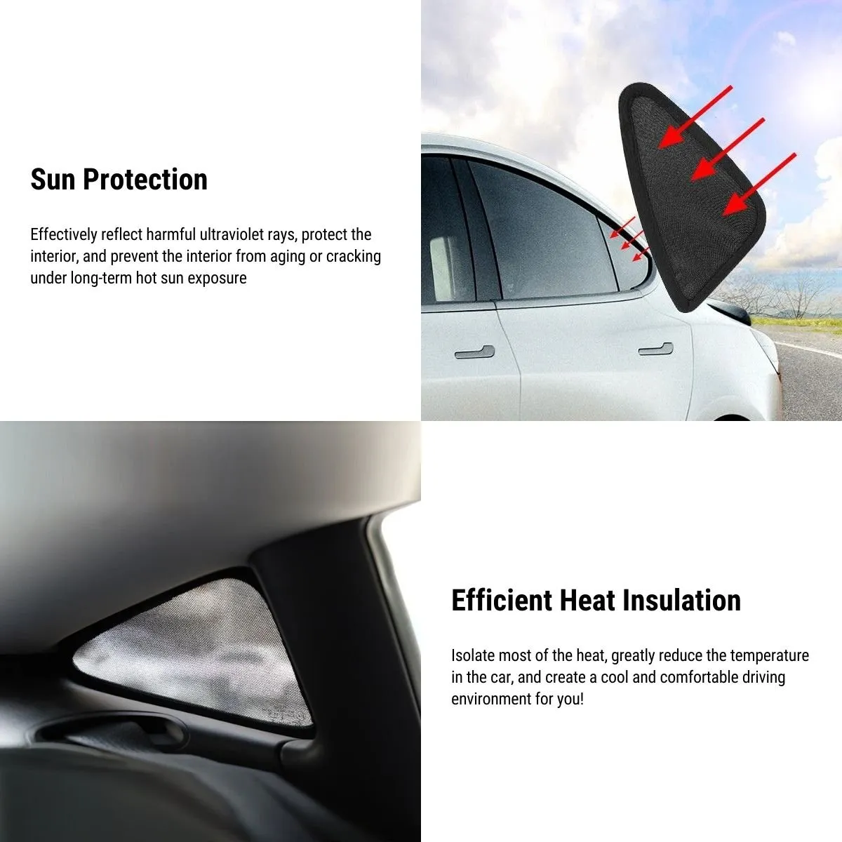 Triangular Window Shades for Tesla Model Y