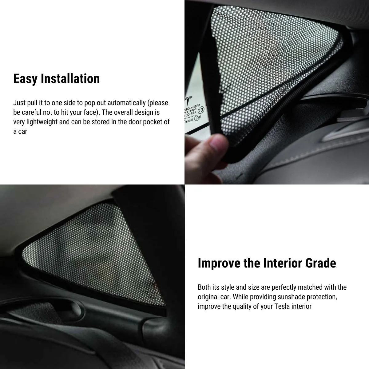 Triangular Window Shades for Tesla Model Y